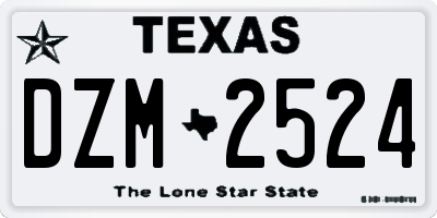 TX license plate DZM2524