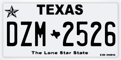 TX license plate DZM2526