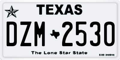 TX license plate DZM2530