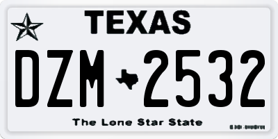 TX license plate DZM2532