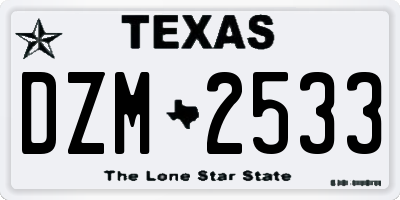 TX license plate DZM2533