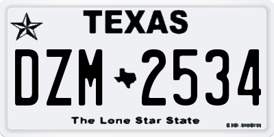 TX license plate DZM2534