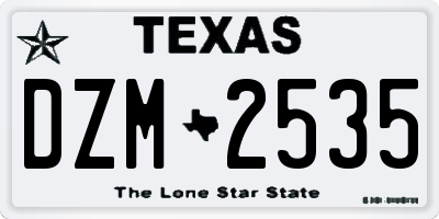 TX license plate DZM2535