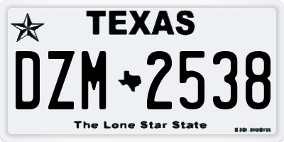 TX license plate DZM2538