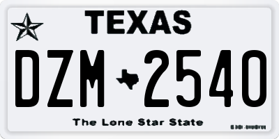 TX license plate DZM2540