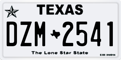 TX license plate DZM2541