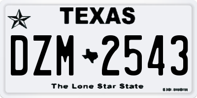 TX license plate DZM2543