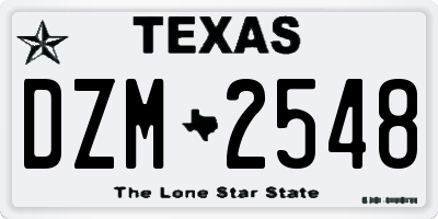 TX license plate DZM2548