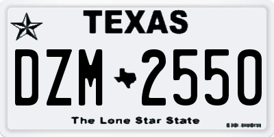 TX license plate DZM2550