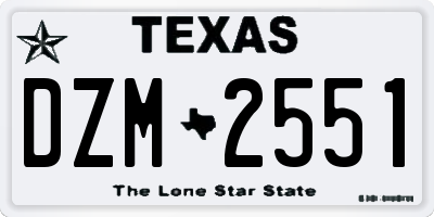 TX license plate DZM2551
