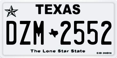 TX license plate DZM2552
