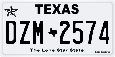TX license plate DZM2574