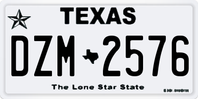 TX license plate DZM2576