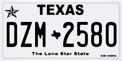 TX license plate DZM2580