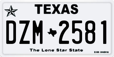TX license plate DZM2581