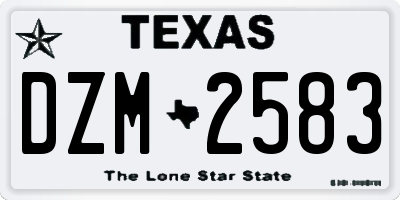 TX license plate DZM2583