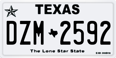 TX license plate DZM2592
