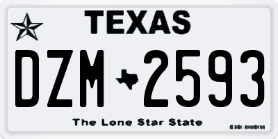TX license plate DZM2593