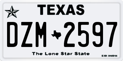 TX license plate DZM2597