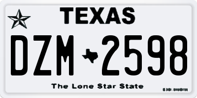 TX license plate DZM2598