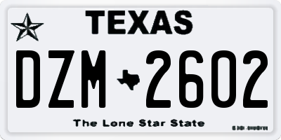 TX license plate DZM2602