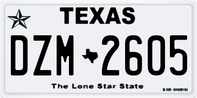 TX license plate DZM2605