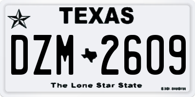TX license plate DZM2609