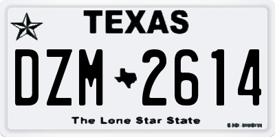 TX license plate DZM2614