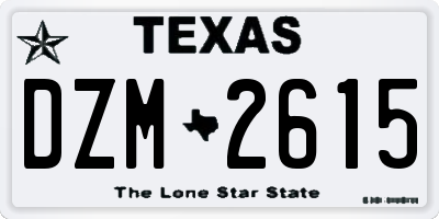 TX license plate DZM2615