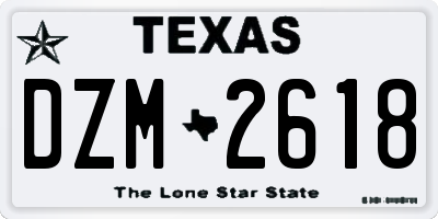 TX license plate DZM2618