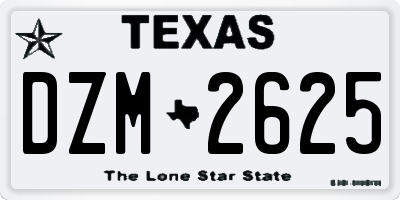 TX license plate DZM2625