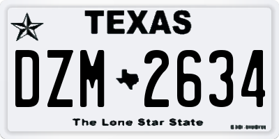 TX license plate DZM2634