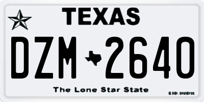 TX license plate DZM2640