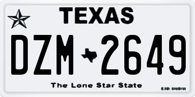 TX license plate DZM2649