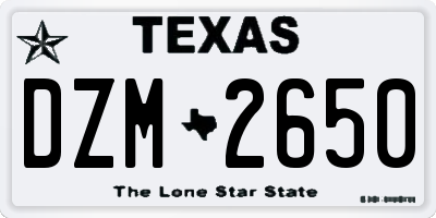TX license plate DZM2650