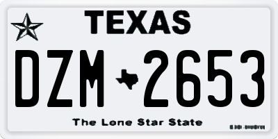 TX license plate DZM2653