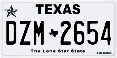 TX license plate DZM2654