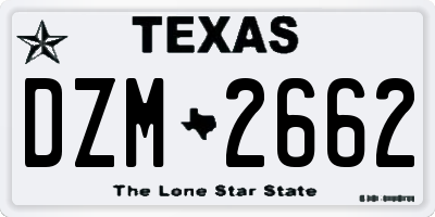 TX license plate DZM2662