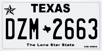 TX license plate DZM2663