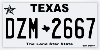 TX license plate DZM2667