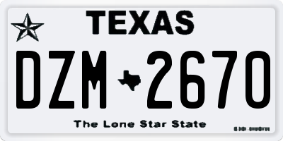 TX license plate DZM2670
