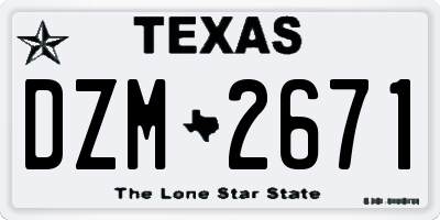 TX license plate DZM2671