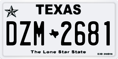 TX license plate DZM2681