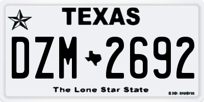 TX license plate DZM2692