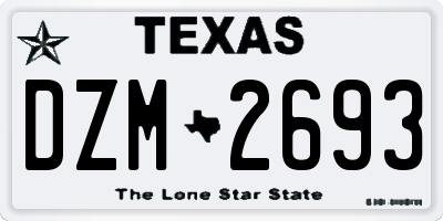 TX license plate DZM2693