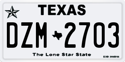 TX license plate DZM2703