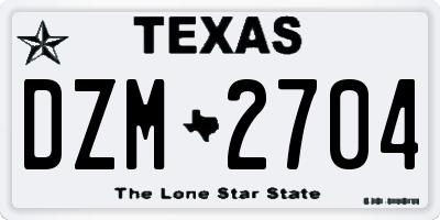 TX license plate DZM2704