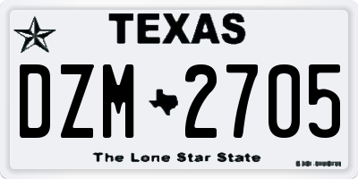 TX license plate DZM2705