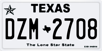 TX license plate DZM2708