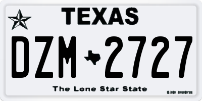 TX license plate DZM2727